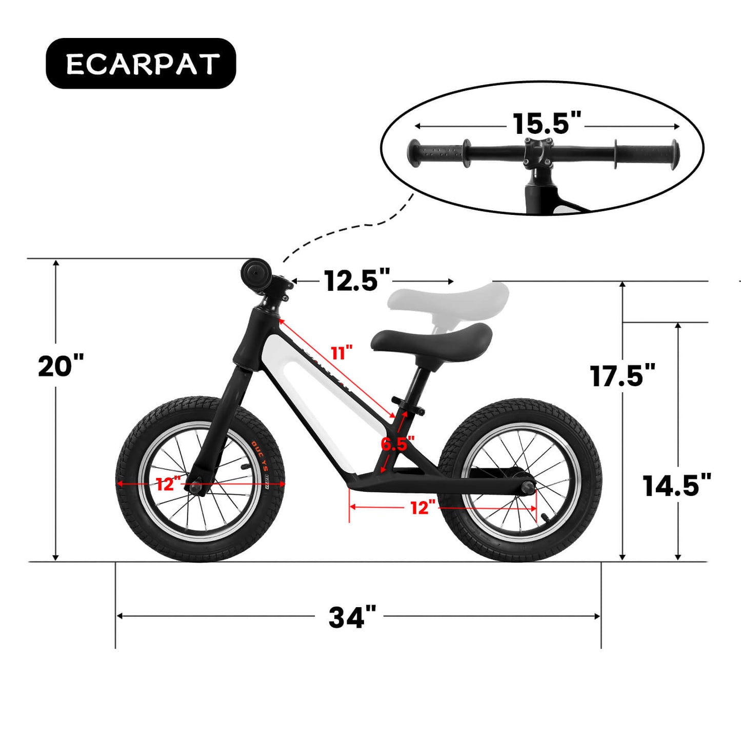 ECARPAT 12" Balancing Bike (Non-Electric)