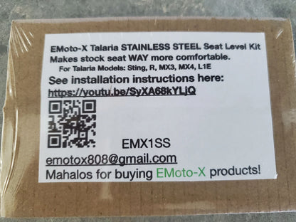 EMoto-X Talaria Sting Seat Level Kit Stainless Steel MX3, MX4, MX5, L1E