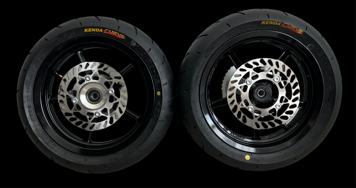 Midwest 12in Supermoto Wheelset for Tuttio / Yozma / EM5 w/ Kenda Kurve Tires