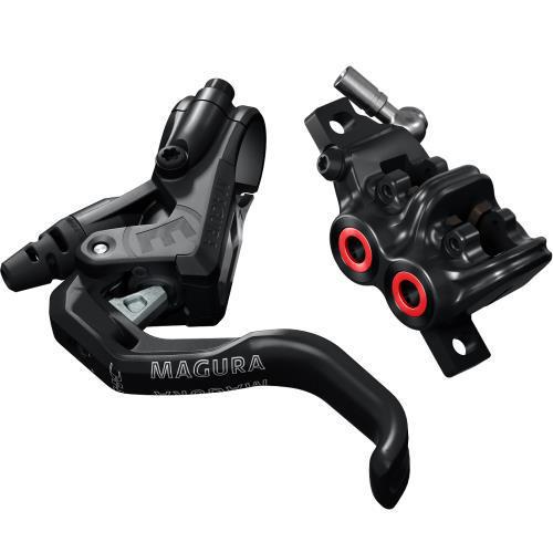 MAGURA MT5 1-FINGER HC LEVER BLADE, NEON RED CALIPER RINGS Front or Rear