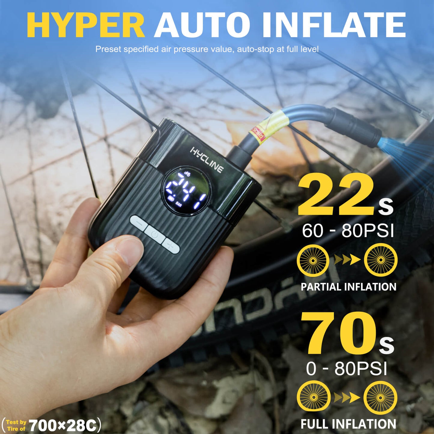 Hycline Mini Electric Bike Pump