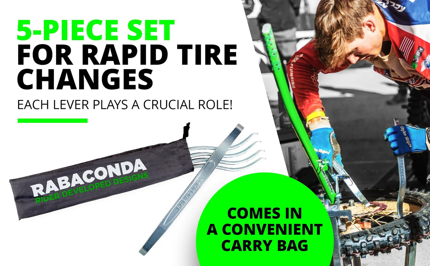 Rabaconda Pro Tire Iron Set in Bag